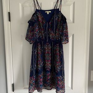 Navy blue and red summer dress